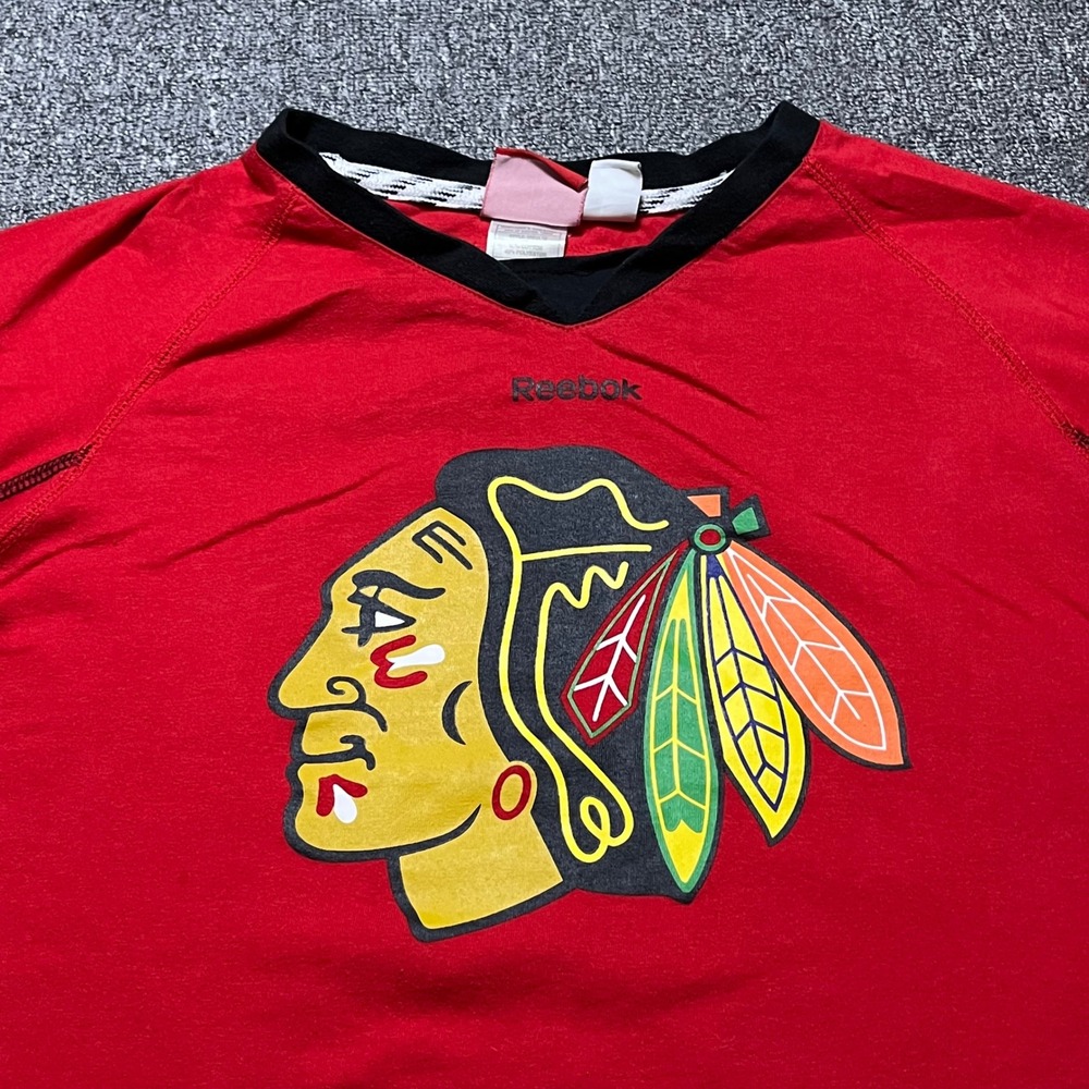 Vintage Reebok Chicago Blackhawks Shirt Large Red NHL Face Off Collection 2000s - Picture 9 of 9